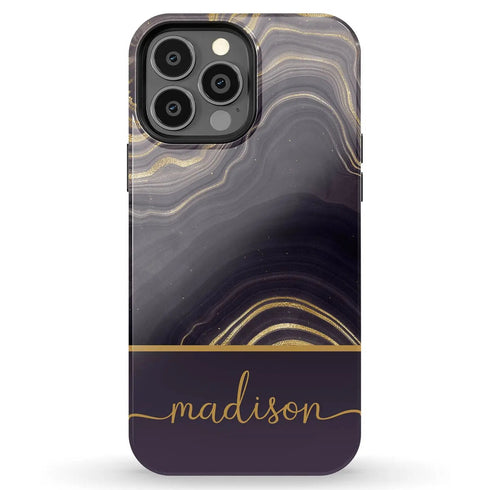 Black Agate Custom Name iPhone Case